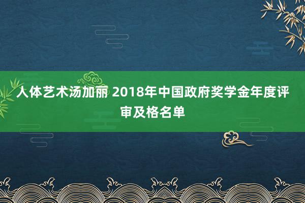 人体艺术汤加丽 2018年中国政府奖学金年度评审及格名单