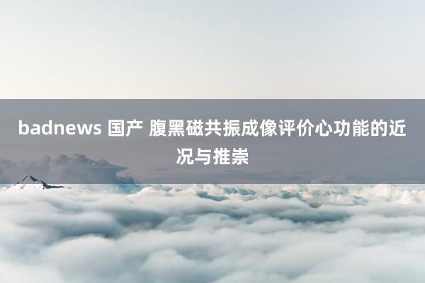 badnews 国产 腹黑磁共振成像评价心功能的近况与推崇